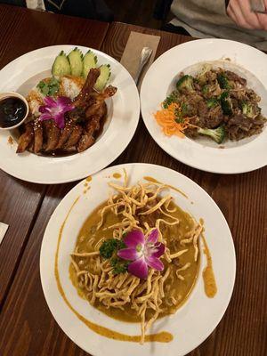 Mongolian Beef Crispy Duck Rice Khao Soi