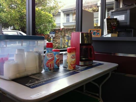 IO Motors waiting room has coffee.