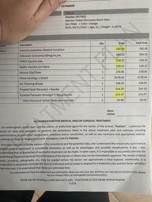 Treatment plan prices