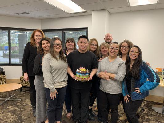 The Fedelta Home Care team celebrates a team member's birthday