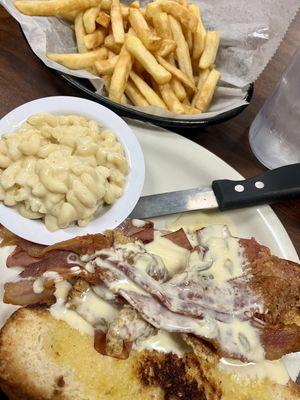 Triple Pig Po Boy, Mac n Cheese, and French Fries