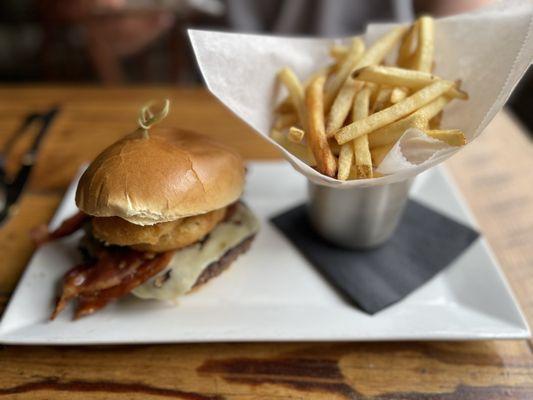 Mushroom Swiss burger.