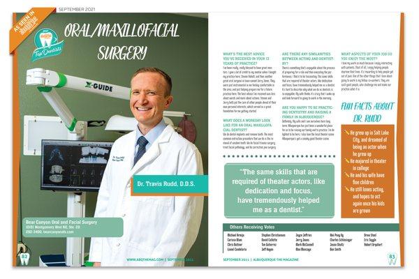 Top Oral Surgeon!! Albuquerque the Magazine 2021