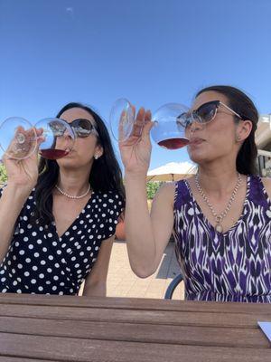 Girls enjoying wine tasting