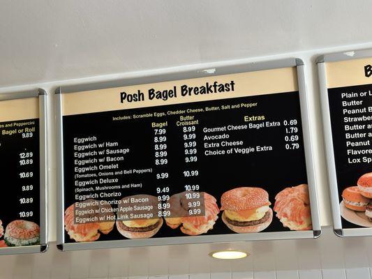 Bagel breakfast sandwich menu