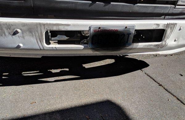 Dent and scraping on front bumper that when unacknowledged