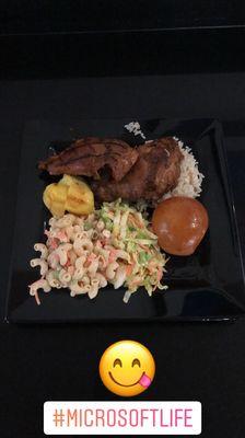 Hawaiian chicken with macaroni salad