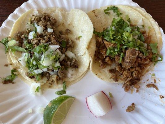 Steak and al pastor tacos - 2.50 each