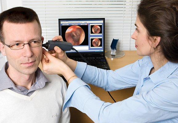 Video Otoscopy camera that enables a live picture of the ear canal and ear drum that both the audiologist and patient can view