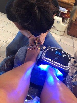 Gel pedicure (express $28)