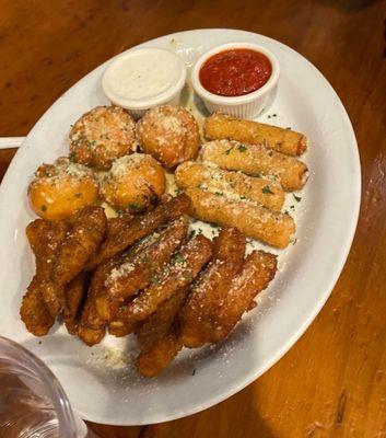 Meat balls and mozzarella sticks