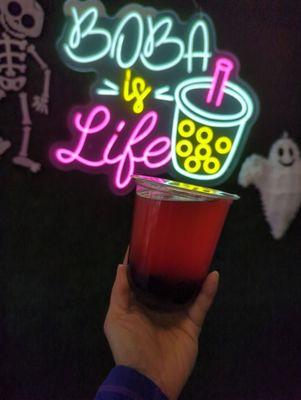 Pomegranate boba tea!