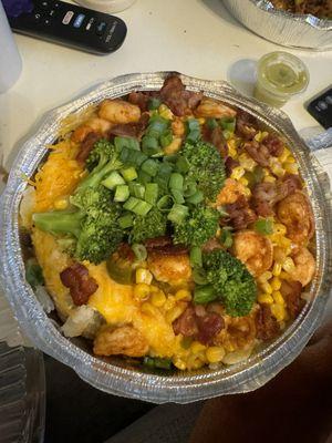 Shrimp loaded potato