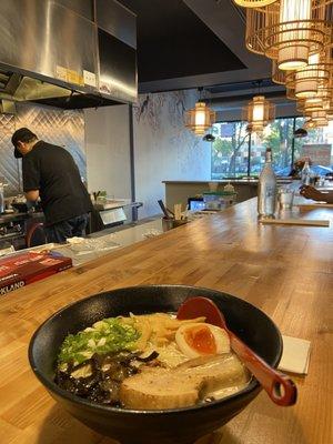 Inside the restaurant (tonkotsu ramen)