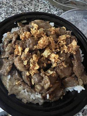 Garlic Beef over rice