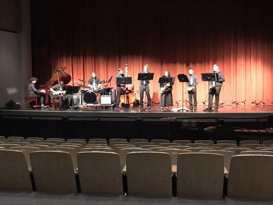 Jazz band doing crowd warm-up