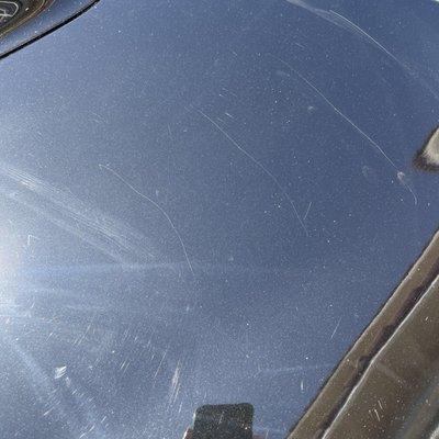 Here's the swirls and scratches we let him know about that we're also on the rear and he did the rear just fine.