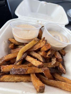 Handcut fries with aioli sauces - delicious!