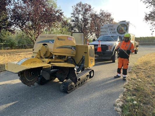 Remote control stump grinder makes easy work out of stumps both large and small.