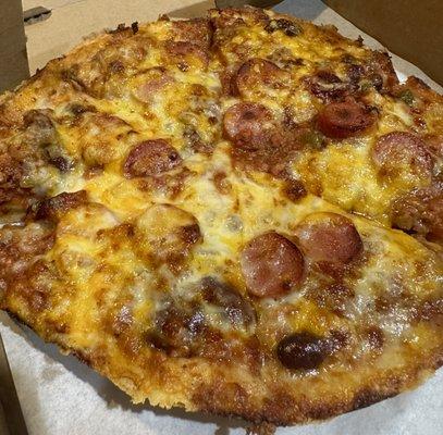 Coney Island "pizza."  As a purist, I cannot formally refer to this as a pizza, but it was delicious.