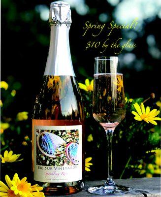 Happy Spring! Enjoy our Sparking Rosé on the patio for just $10 a glass.