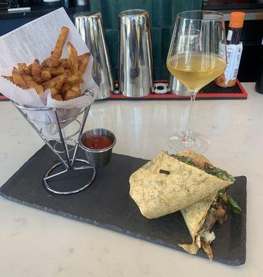 Steakhouse Wrap, Truffle Fries & Chardonnay