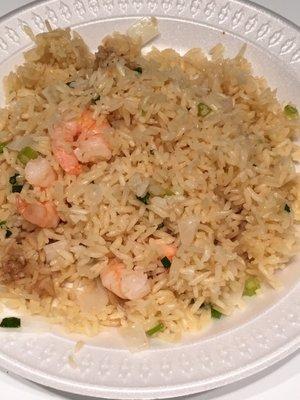 Shrimp Fried Rice (not browned or fried, no color or flavor)