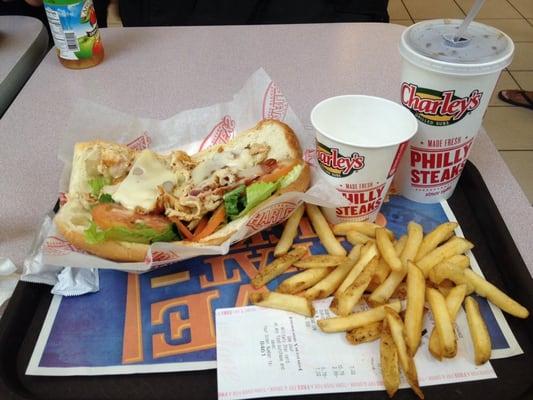 Charley's: Chicken Hawaiian Sub w/ fries and drink.