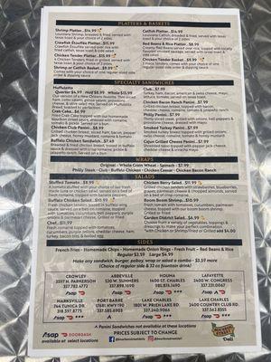 The back of the menu.