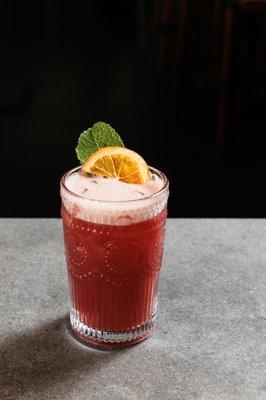 Pomegranate Passion cocktail with Lychee Jelly