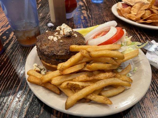 Double black and blue burger