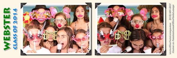 Custom designed template for 2"x6" horizontal photo strips using greenscreen backdrop for a beach party, Elite Photo Lounge Photo Booth