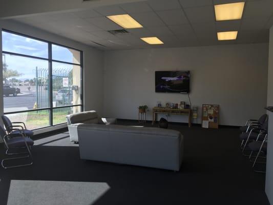 Nice roomy waiting room. It's great if you have to wait a while for your car and also lots of shops around to explore, it's Vegas Chinatown!