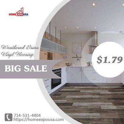 WEATHERED BRINA VINYL FLOORING 100% Water Proof 5mm $1.79/sf