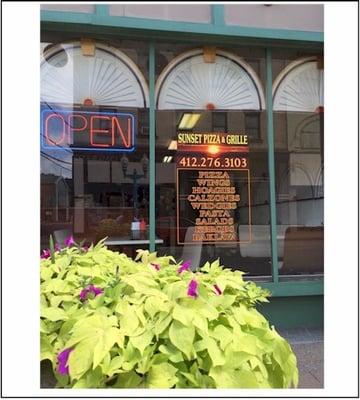 Sunset Pizza & Grille, Front Window, Carnegie PA