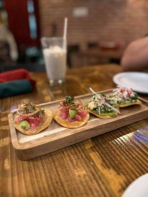 Tuna and shrimp tostadas