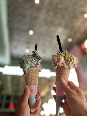 mint chip + hazelnut mouse & chocolate crunch   pistachio + salted cashews