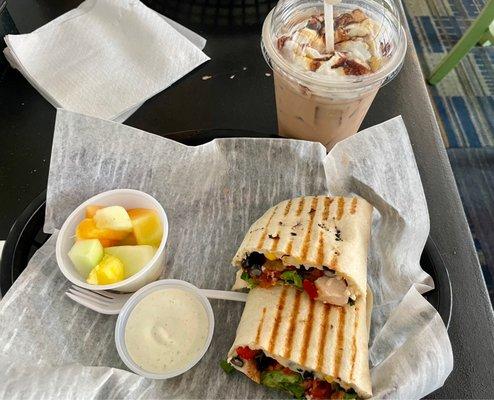 Sante Fe grilled wrap and Milky Way iced coffee!