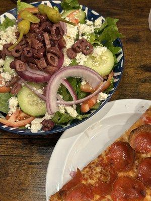 Pizza and a salad--the perfect meal!