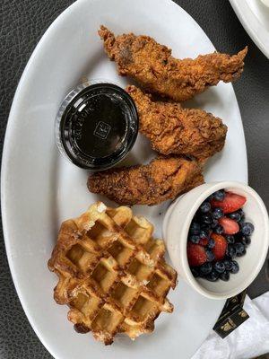 Chicken and waffles with berries!