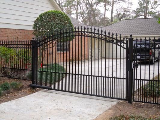 Arched top gate with circles and puppy bars