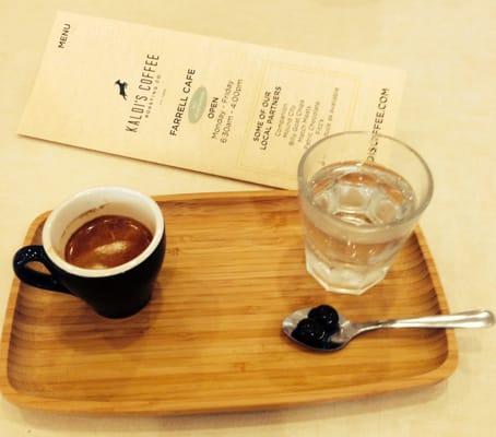 expresso shot with chocolate covered coffee beans