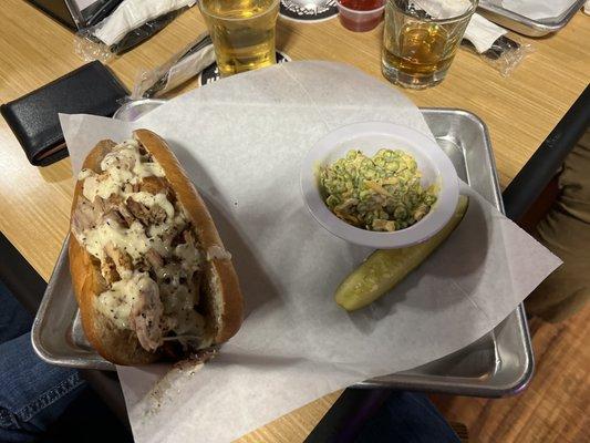 Andouille Po-Boy with Pea Salad