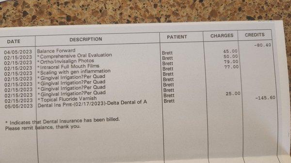 My billing statement