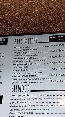 Part of the menu! I'd probably try a blended option next time