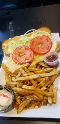 Cheese cosmo with hand cut fries