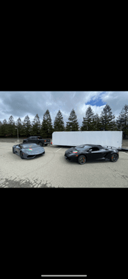 My two Lamborghini getting loading on the trailer.