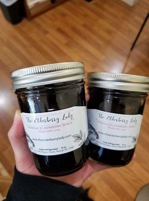 Organic local elderberry syrup from The Elderberry Lady!