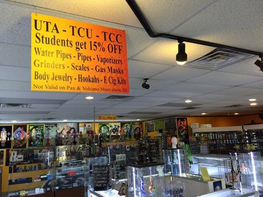 Please come in and check us out today! UTA TCC TCU students always get 15% on a lot of items at The Wild Side.