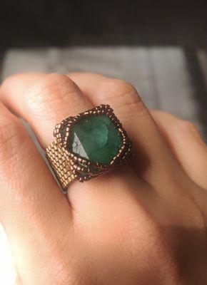 Beaded emerald ring (non stretch).